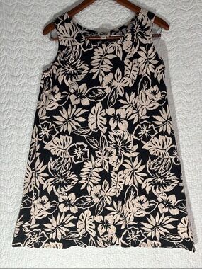 Pau Hana Hawaiian Sleeveless Black Midi Dress with Cream Floral Print Vintage